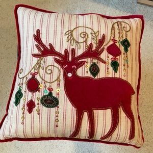 Sparkly Christmas Reindeer Pillow 18x18